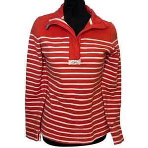 JOULES CLOTHING Red White Stripe Quarter Zip Sweatshirt Cotton Women's SZ 6